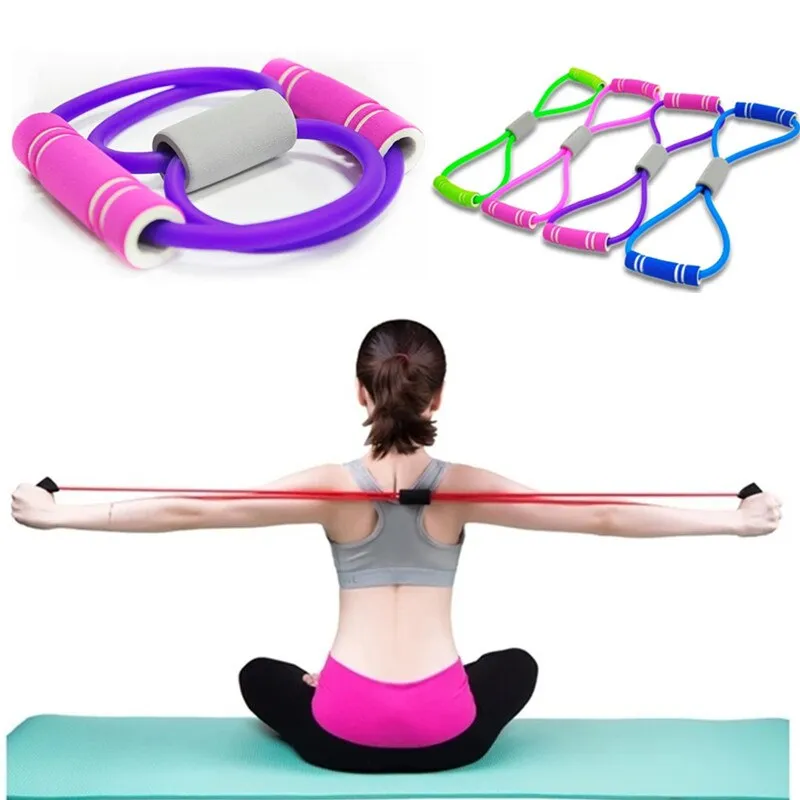 8 Word Resistance Bands Elastic Rope Tension Chest Expander Yoga Pilates Rubber LOOP Latex Fitness Bands Stretch Yoga Training