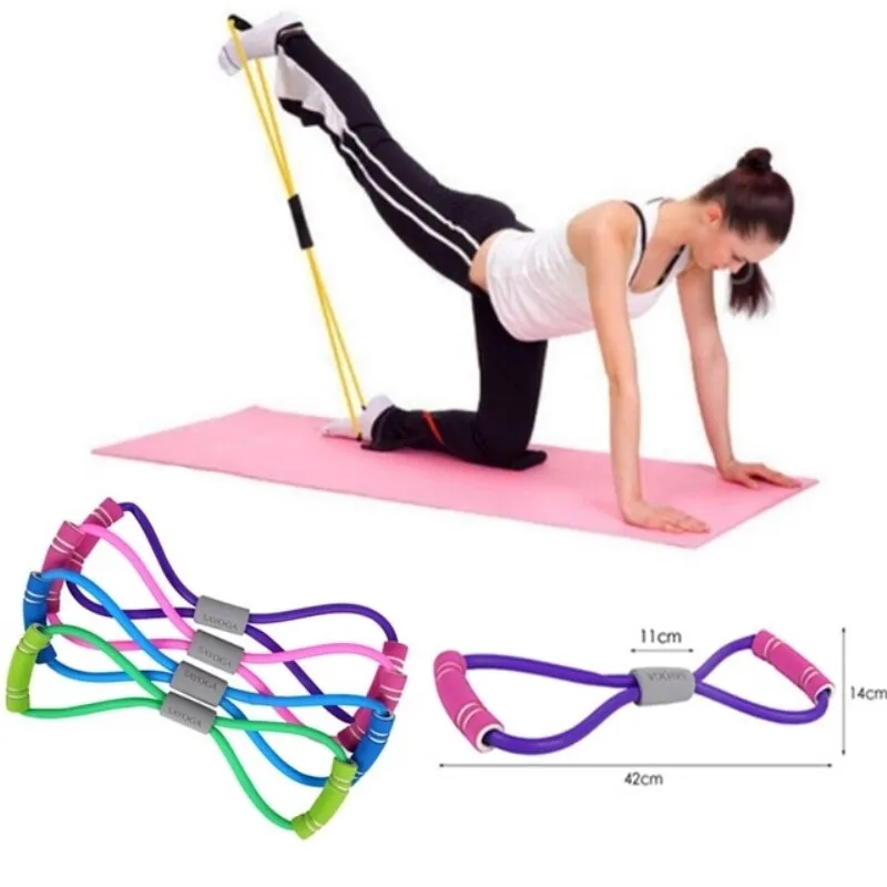 8 Word Resistance Bands Elastic Rope Tension Chest Expander Yoga Pilates Rubber LOOP Latex Fitness Bands Stretch Yoga Training