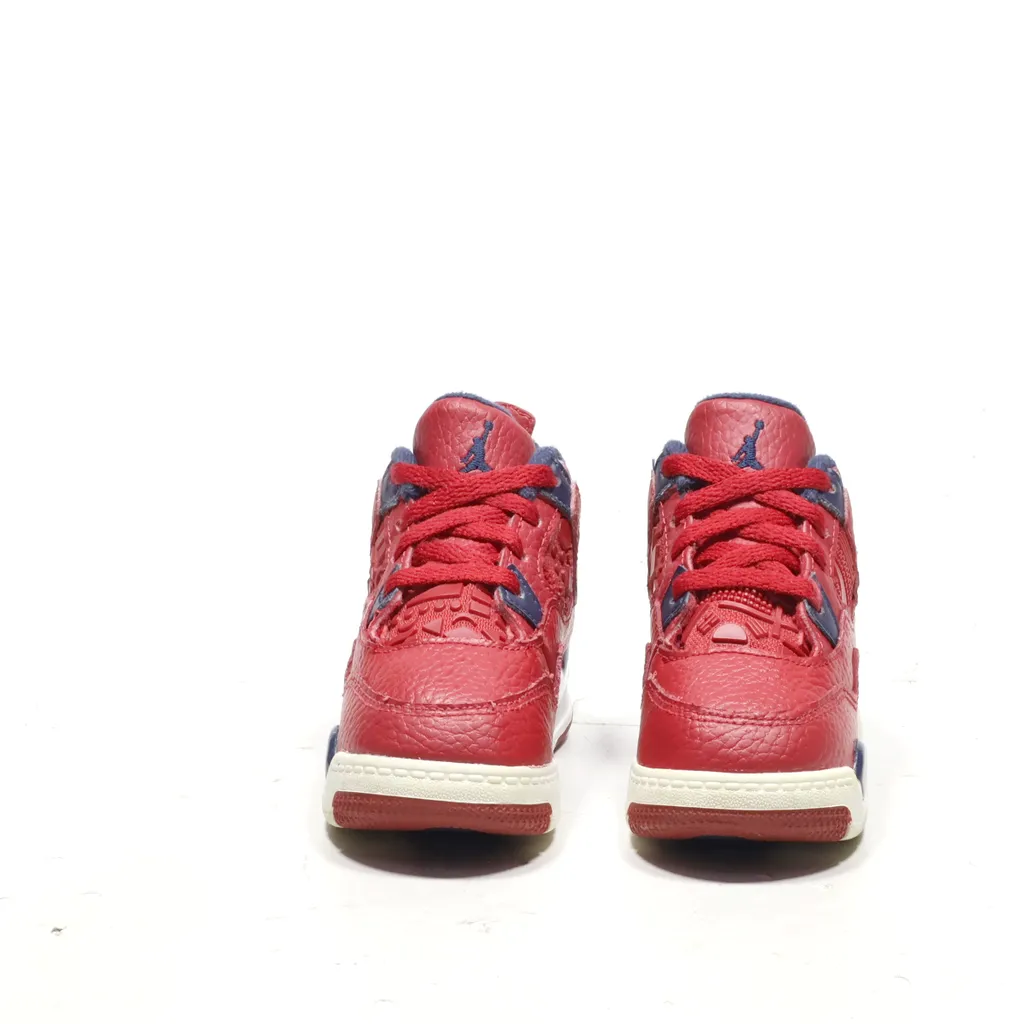 Air Jordan 4 Retro Sport Shoes Leather Red Color For Kids