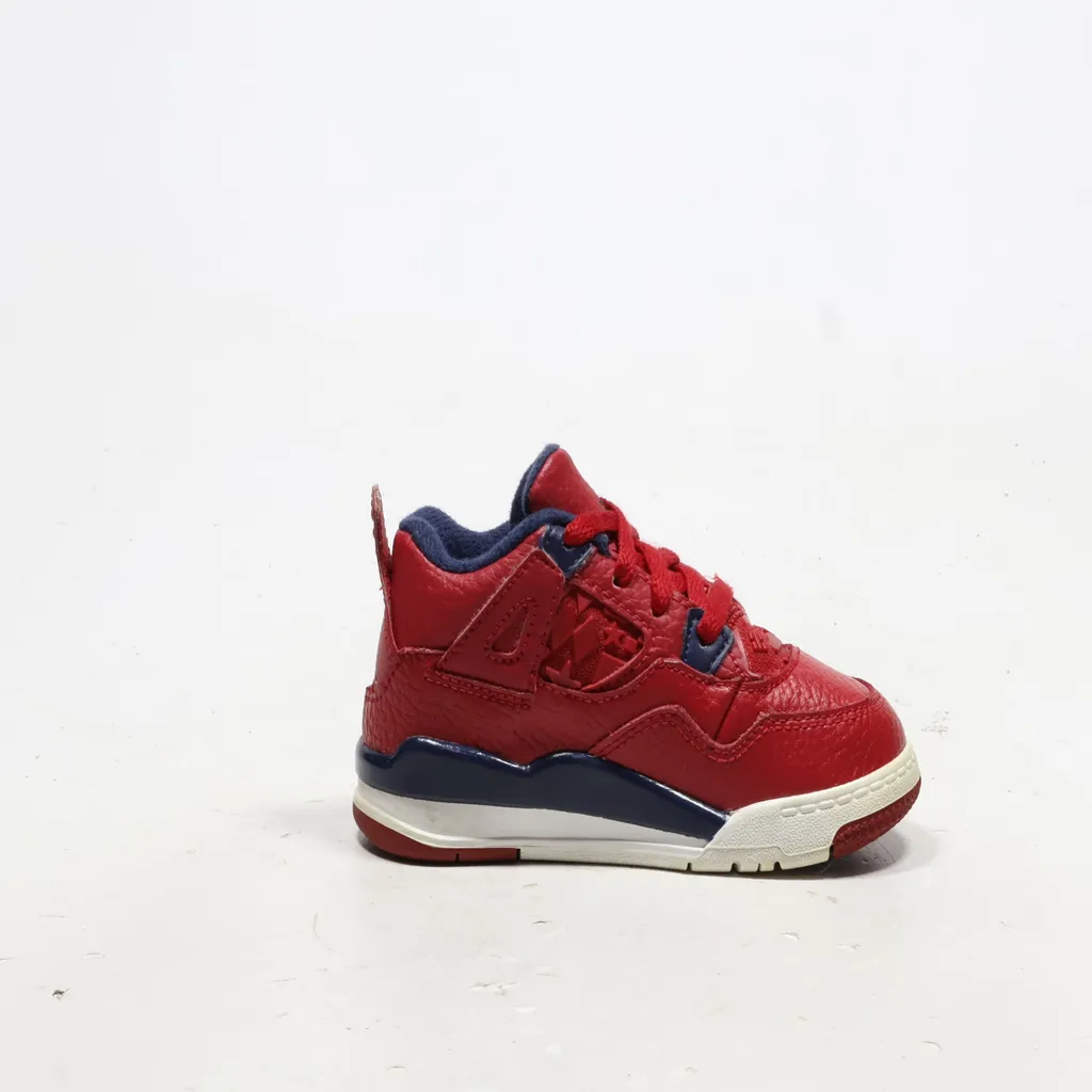 Air Jordan 4 Retro Sport Shoes Leather Red Color For Kids