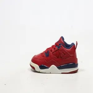 Air Jordan 4 Retro Sport Shoes Leather Red Color For Kids