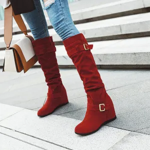 Autumn And Winter Retro Leisure Belt Buckle Inner Raised Knight Boots