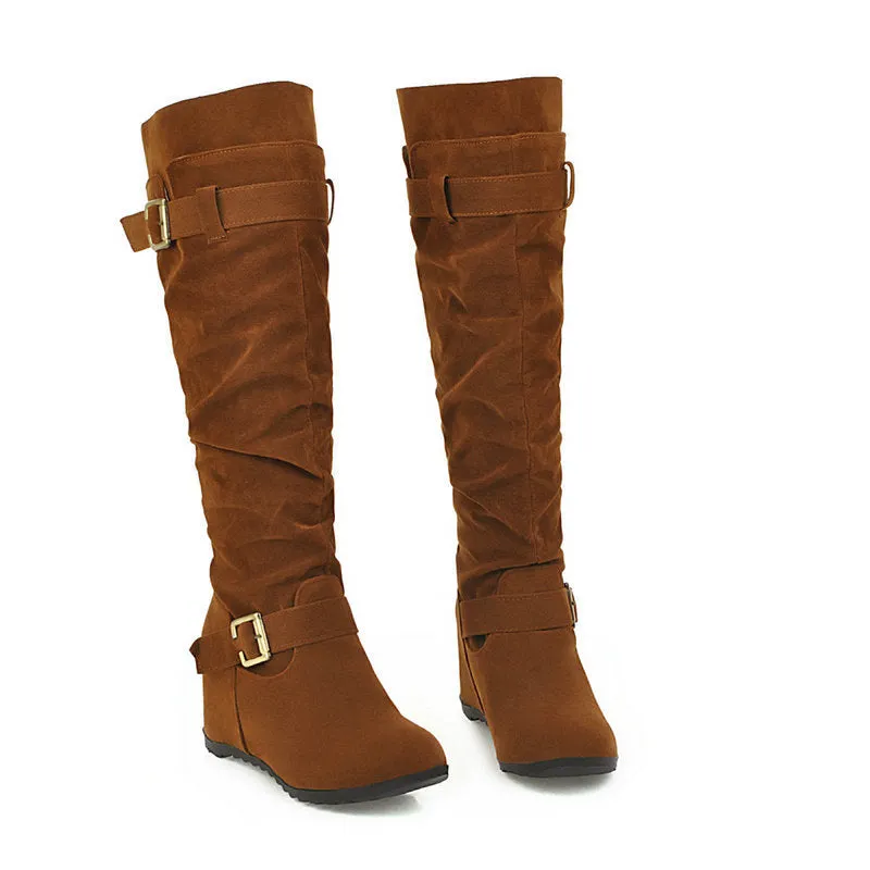 Autumn And Winter Retro Leisure Belt Buckle Inner Raised Knight Boots