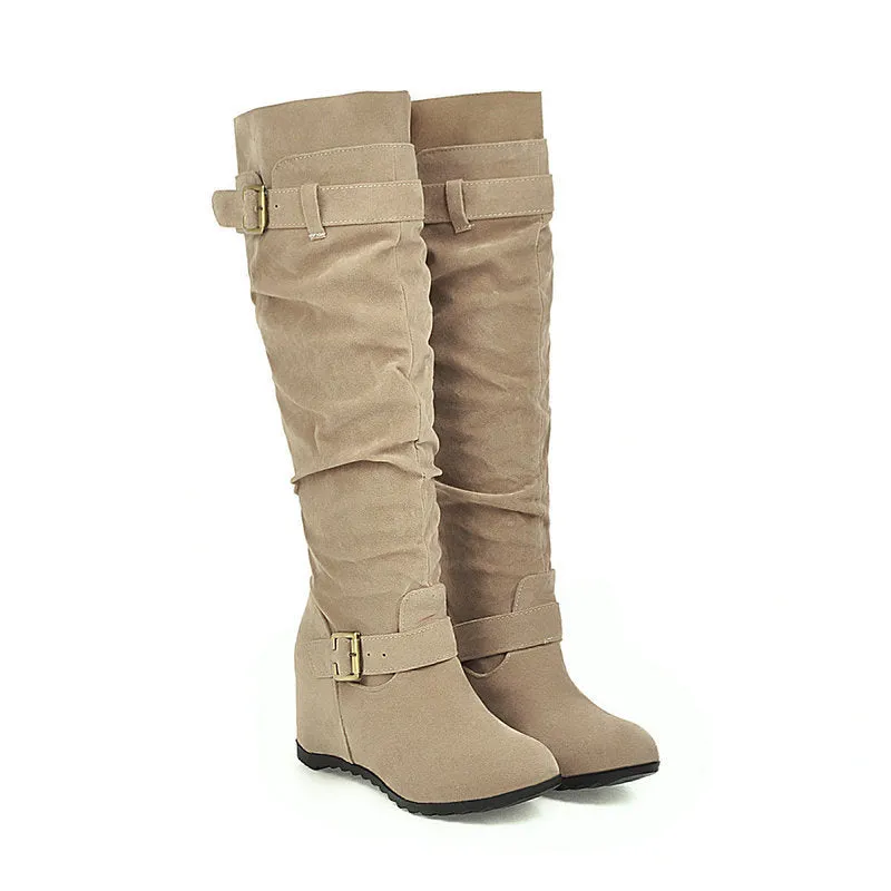 Autumn And Winter Retro Leisure Belt Buckle Inner Raised Knight Boots