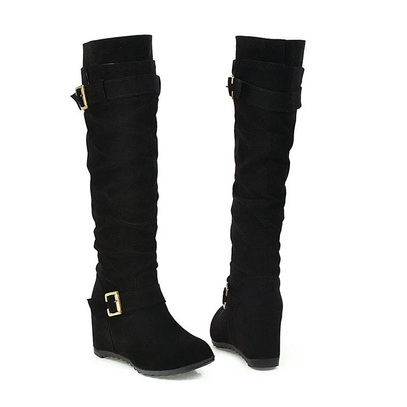 Autumn And Winter Retro Leisure Belt Buckle Inner Raised Knight Boots