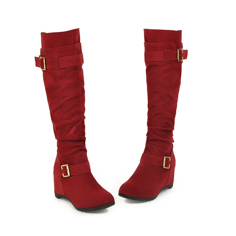 Autumn And Winter Retro Leisure Belt Buckle Inner Raised Knight Boots