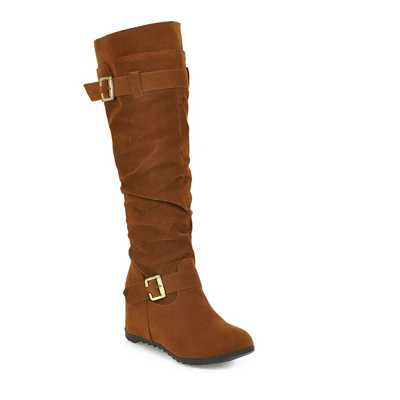 Autumn And Winter Retro Leisure Belt Buckle Inner Raised Knight Boots