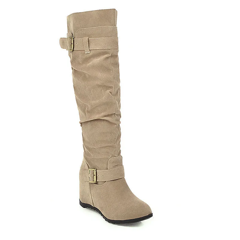 Autumn And Winter Retro Leisure Belt Buckle Inner Raised Knight Boots