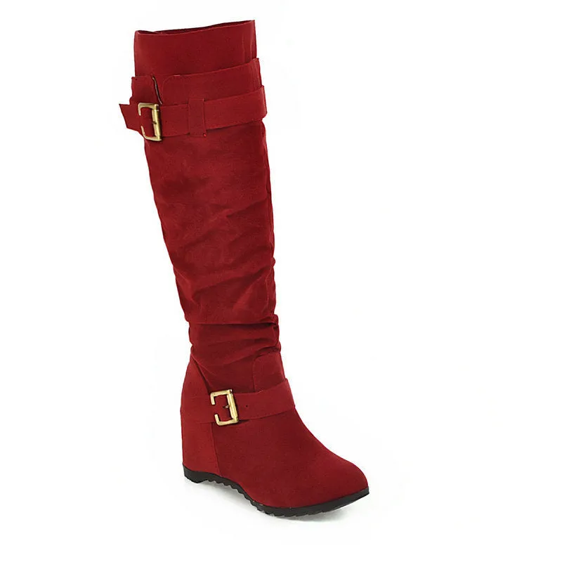 Autumn And Winter Retro Leisure Belt Buckle Inner Raised Knight Boots