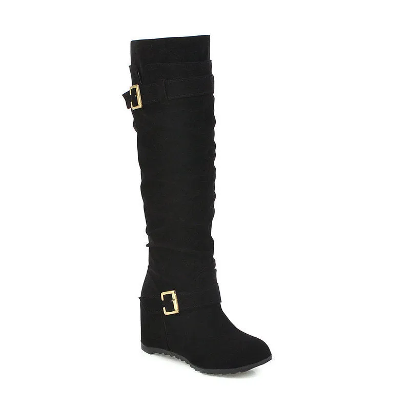 Autumn And Winter Retro Leisure Belt Buckle Inner Raised Knight Boots
