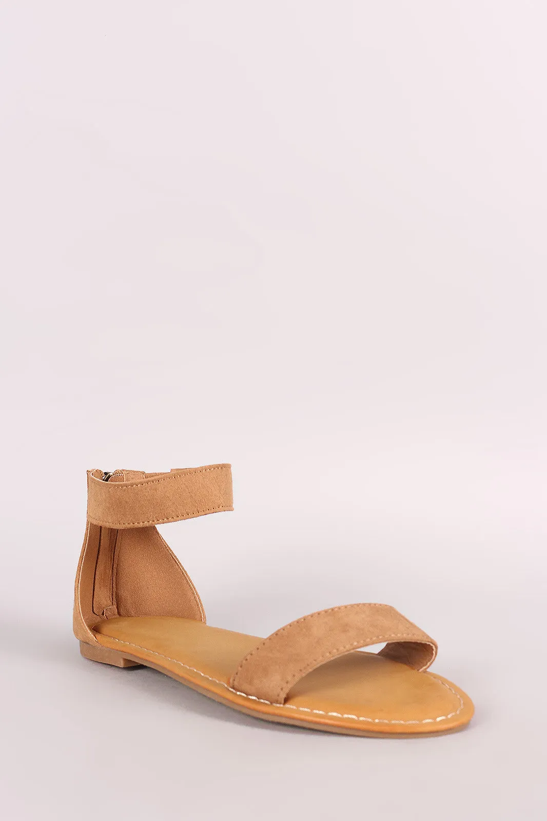 Bamboo Suede Tassel Ankle Cuff Flat Sandal