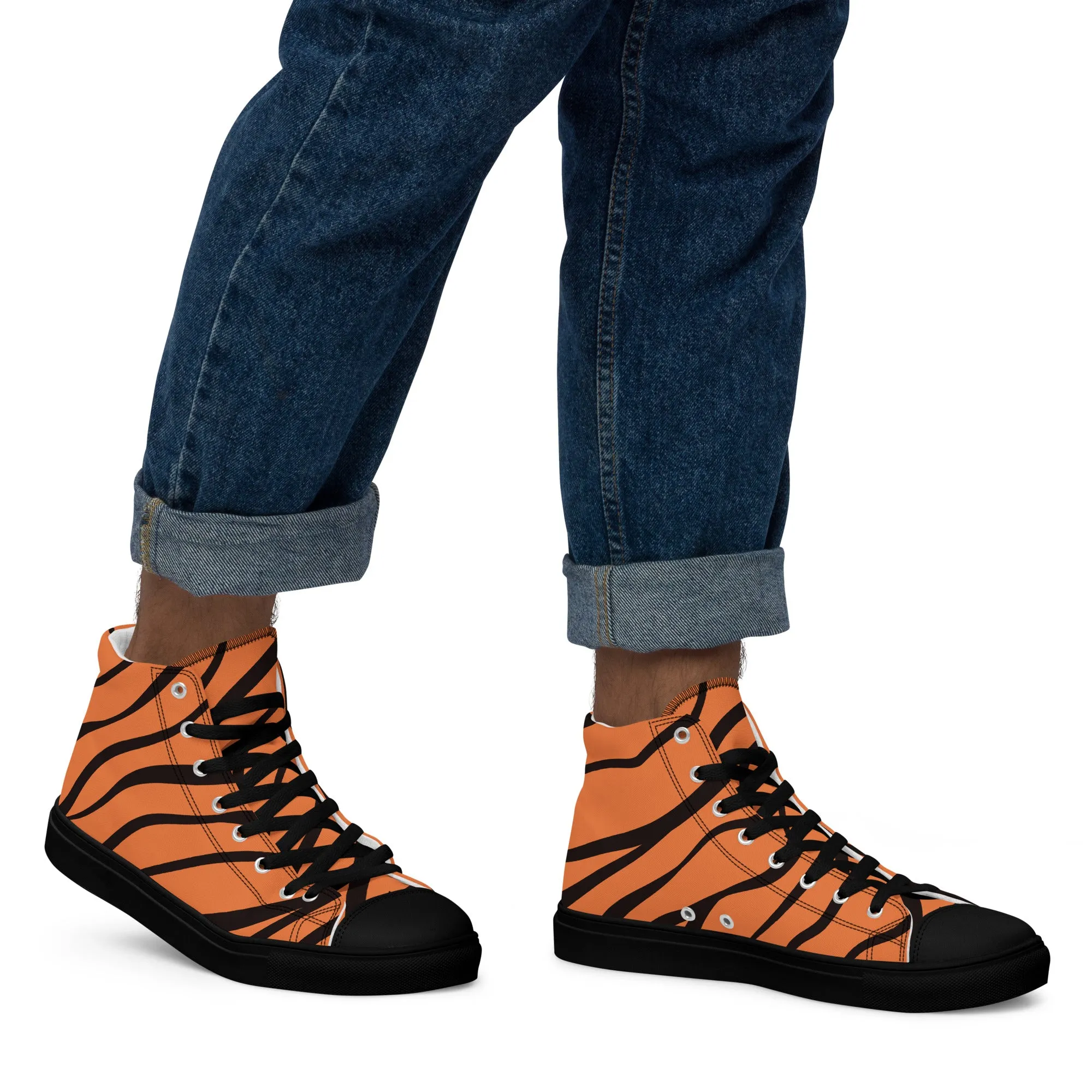 Baskets hautes en toile homme "Nervures noires"