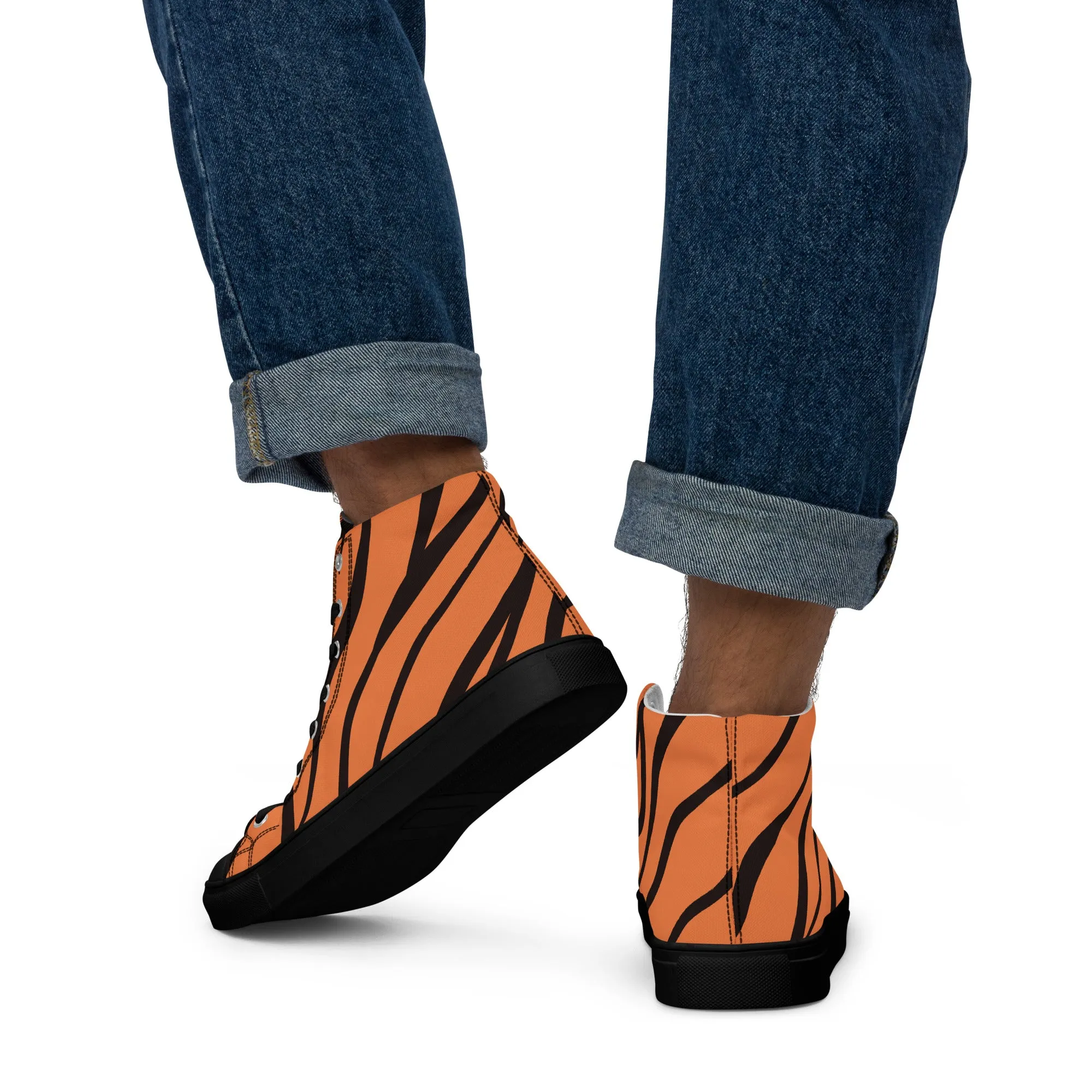 Baskets hautes en toile homme "Nervures noires"