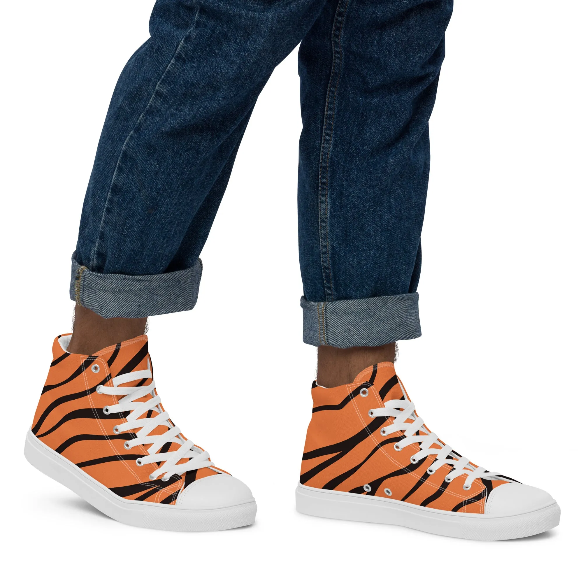 Baskets hautes en toile homme "Nervures noires"