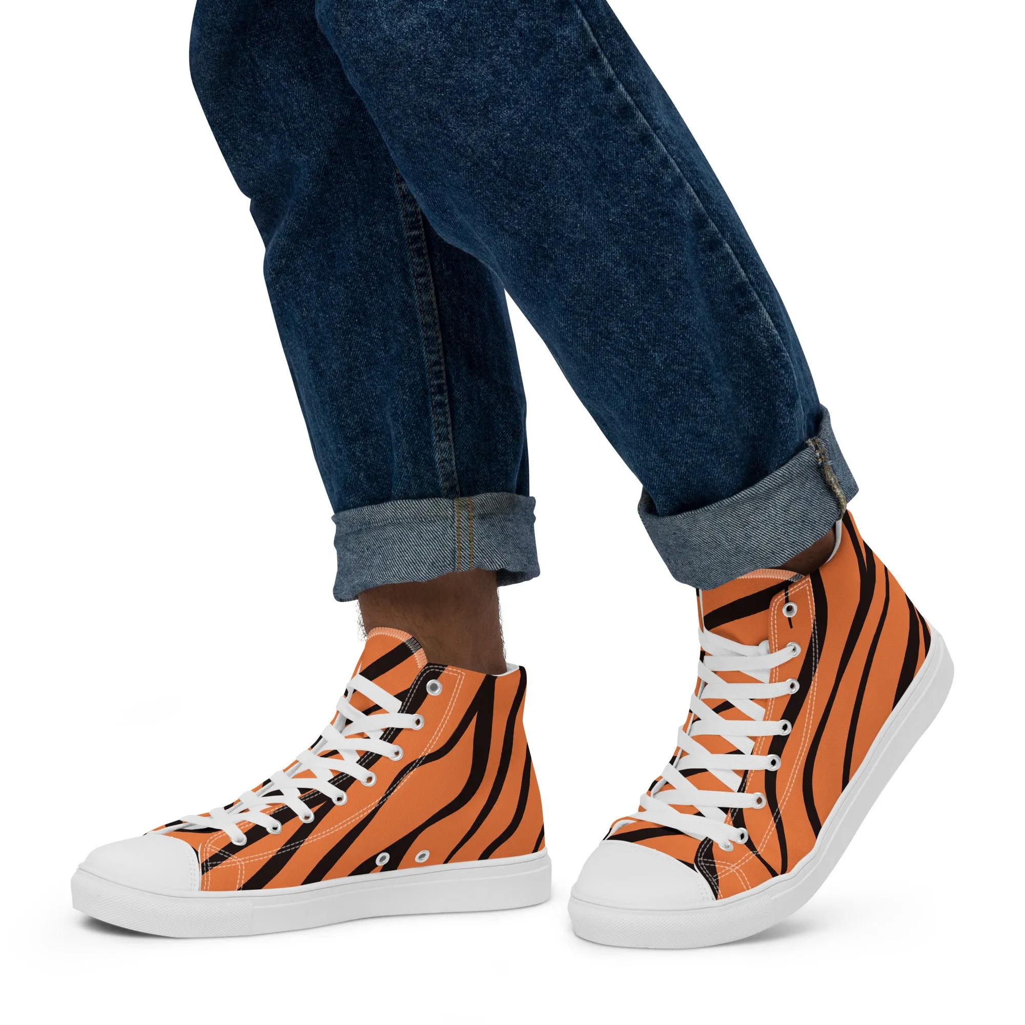 Baskets hautes en toile homme "Nervures noires"