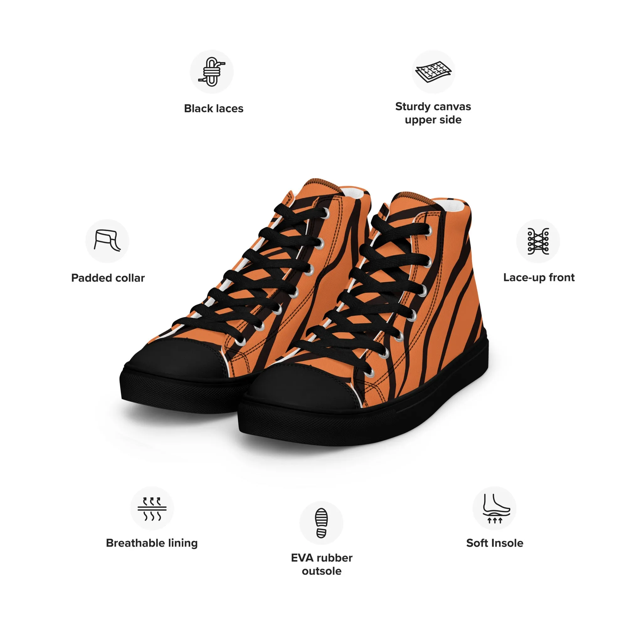 Baskets hautes en toile homme "Nervures noires"