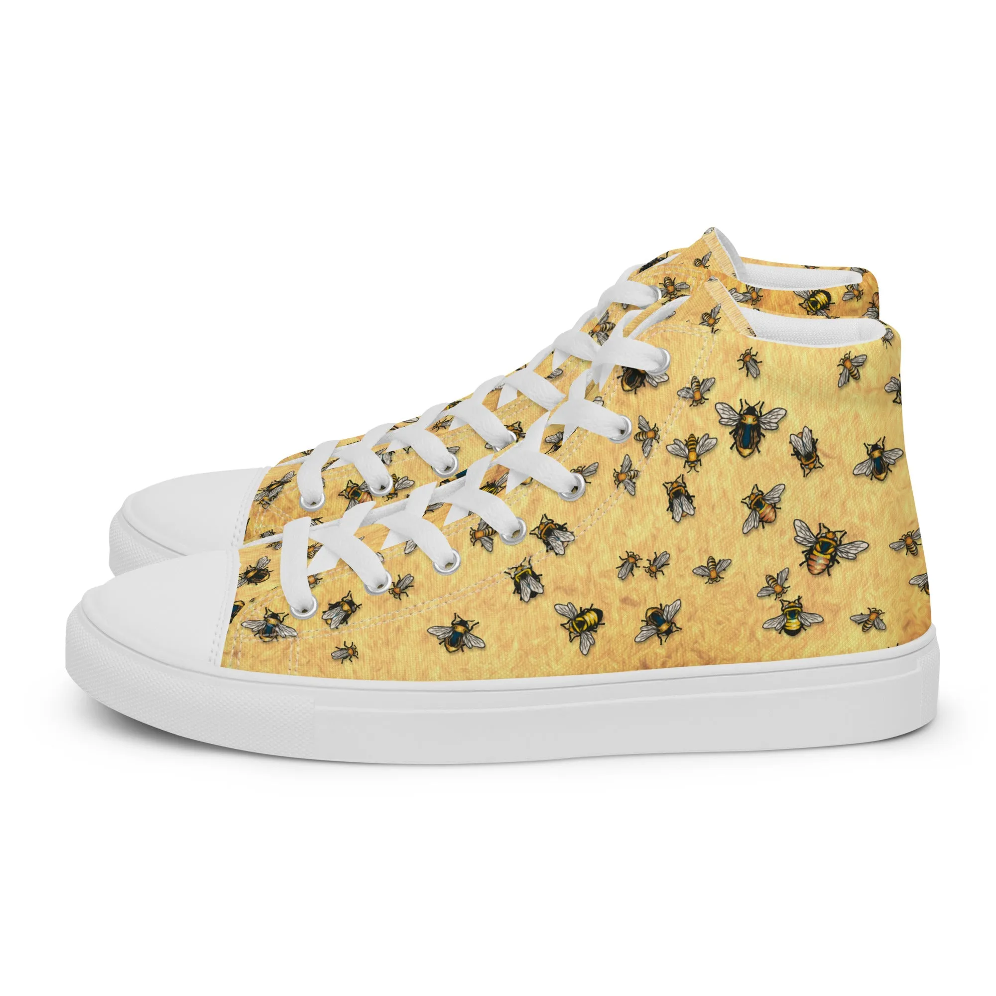 Bees on Yellow - Women's High Top Canvas Shoes