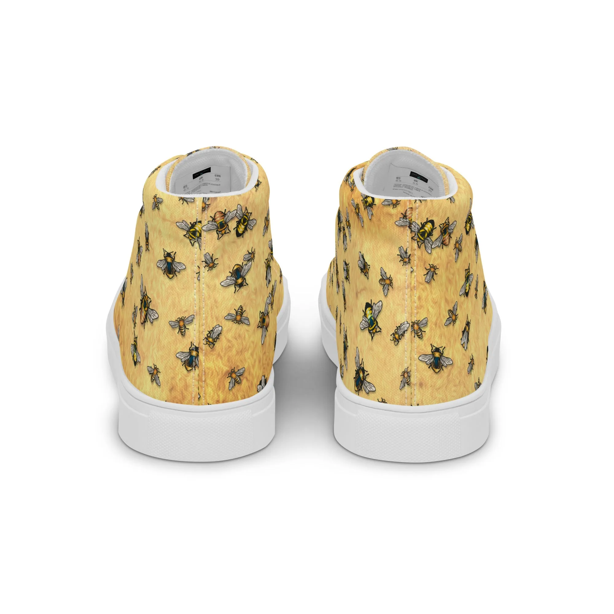Bees on Yellow - Women's High Top Canvas Shoes