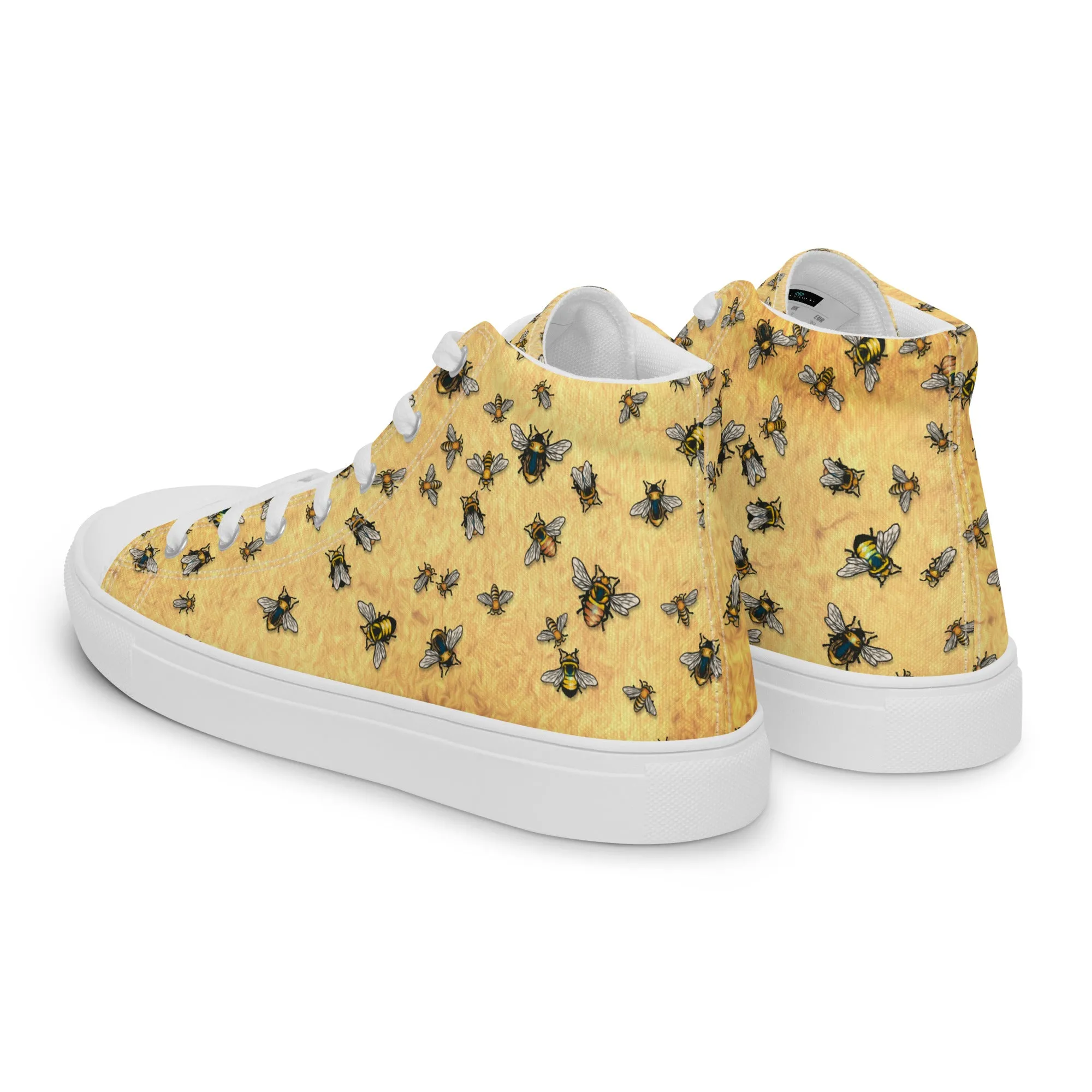 Bees on Yellow - Women's High Top Canvas Shoes
