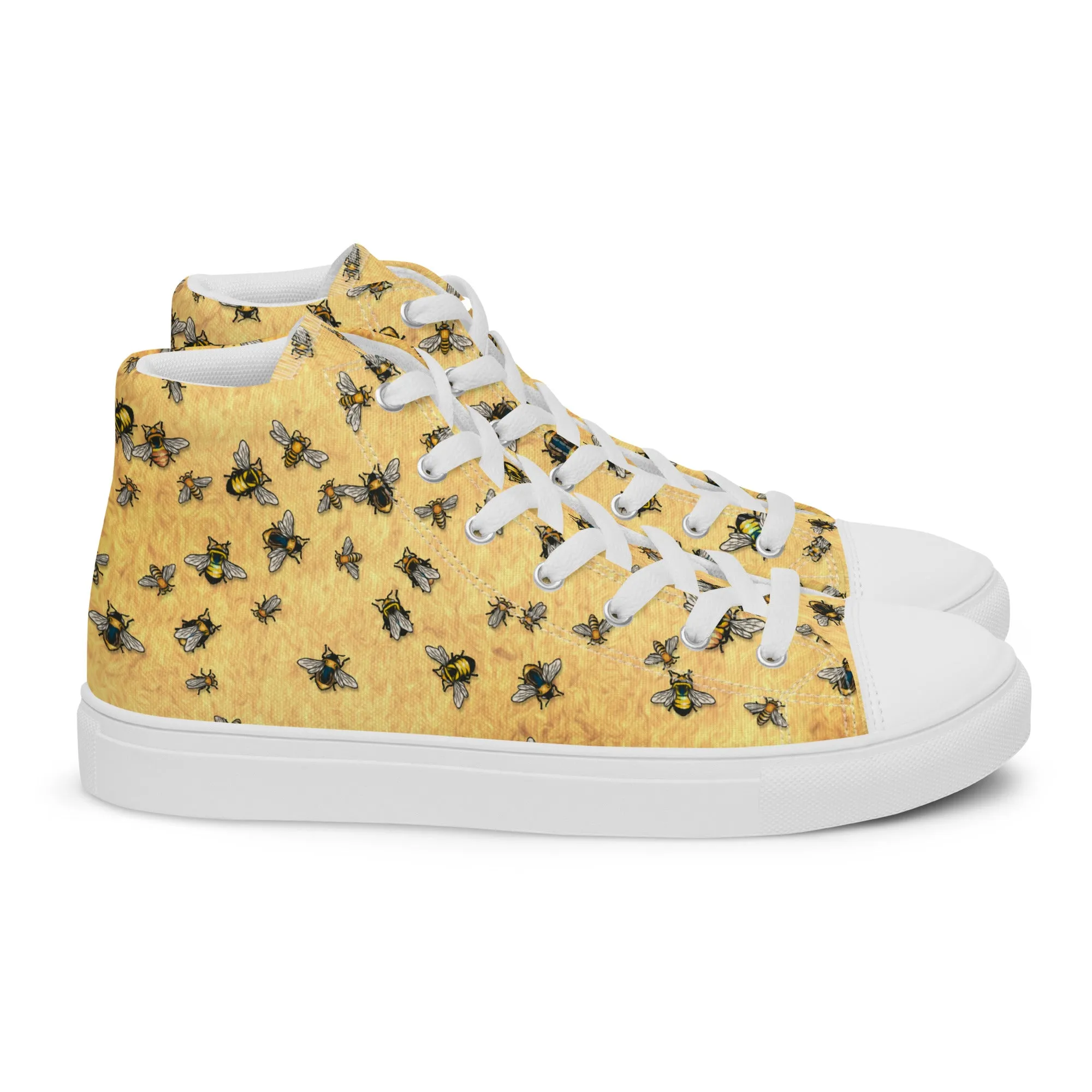 Bees on Yellow - Women's High Top Canvas Shoes
