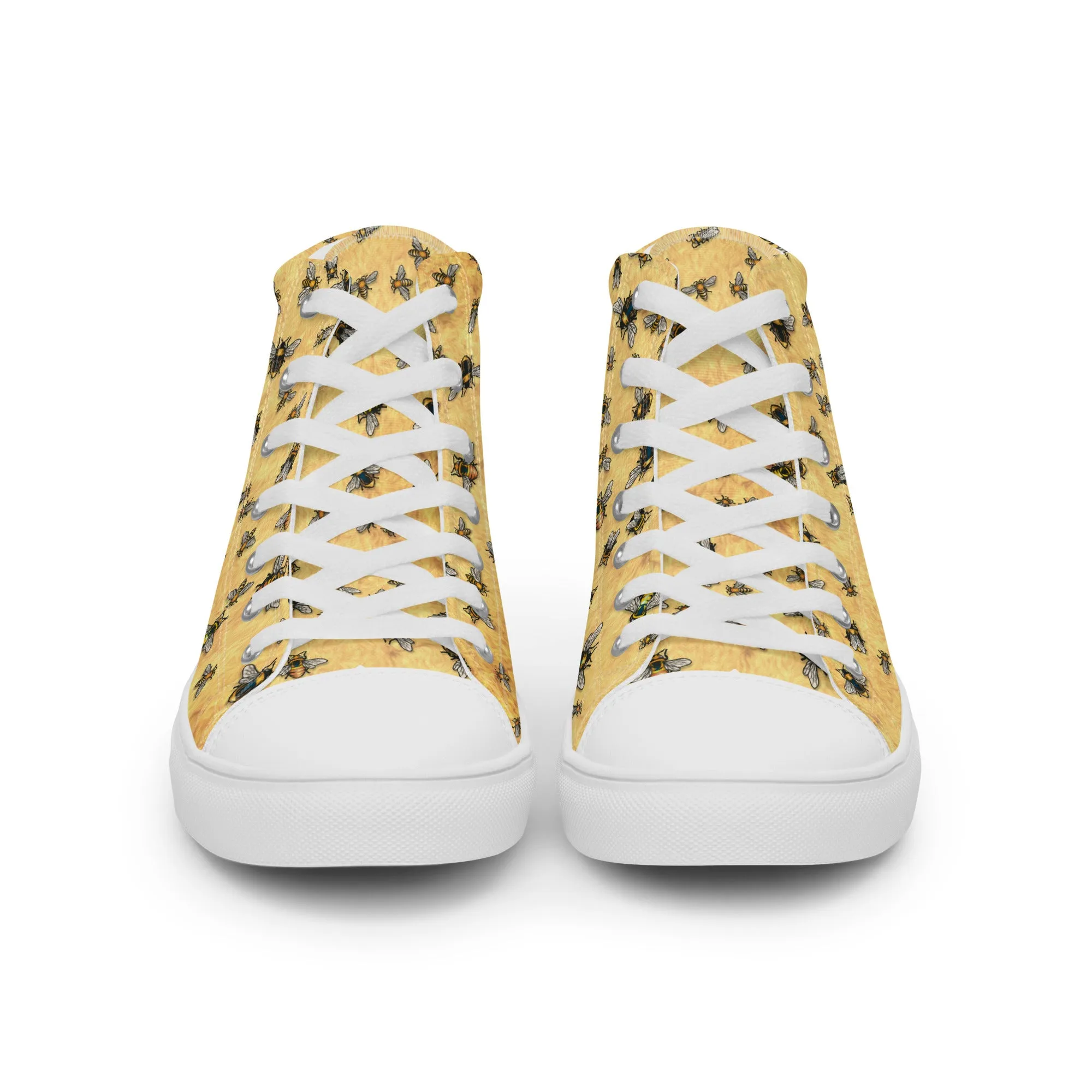 Bees on Yellow - Women's High Top Canvas Shoes