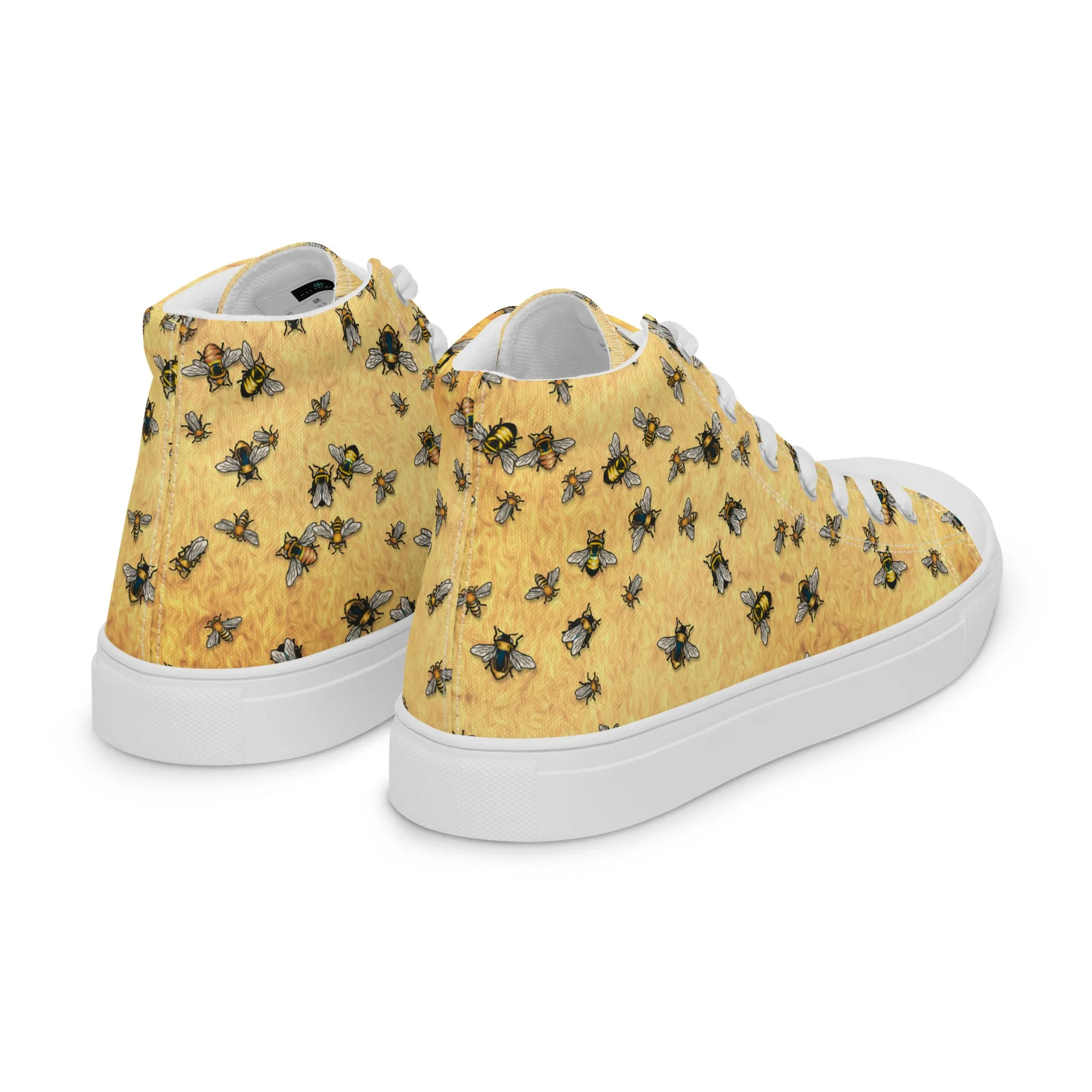 Bees on Yellow - Women's High Top Canvas Shoes