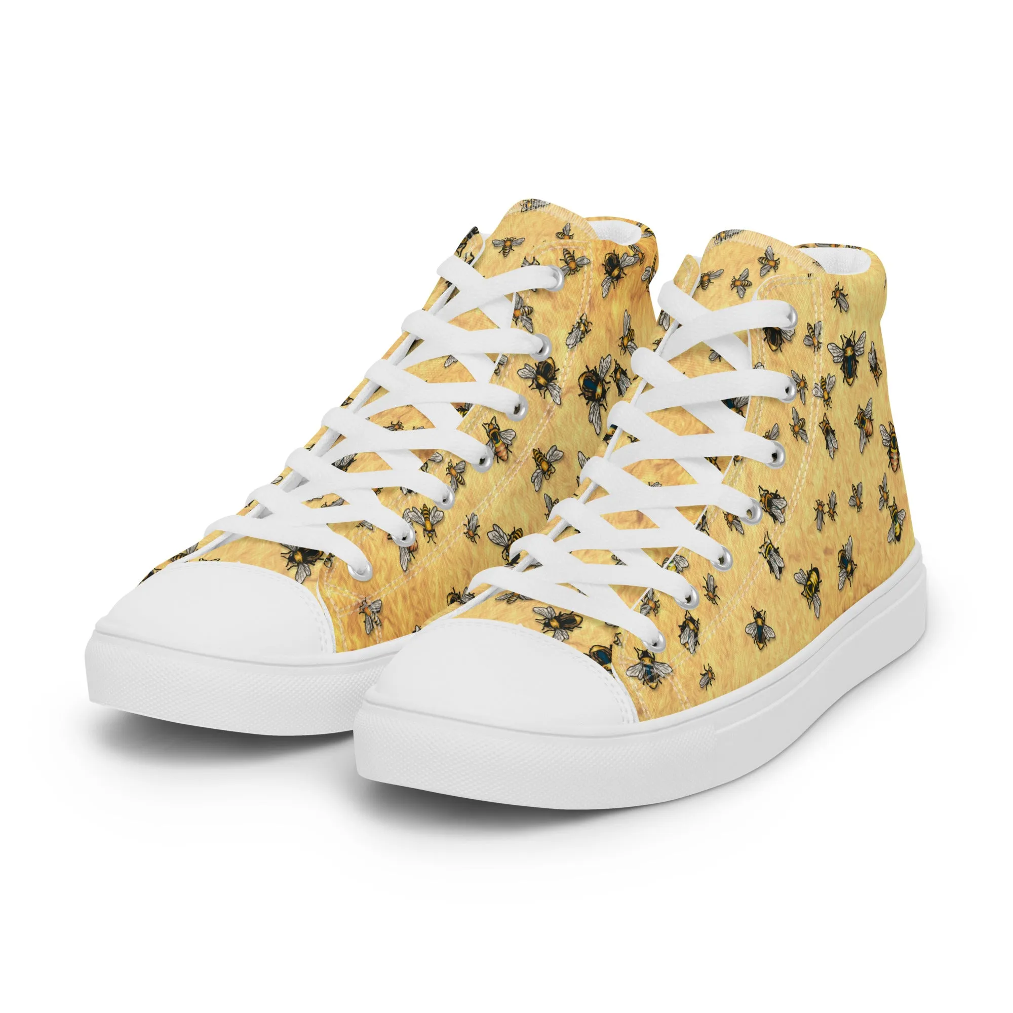 Bees on Yellow - Women's High Top Canvas Shoes
