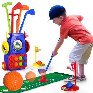 Bennol Toddler Golf Set Toys for Kids, Upgraded Kids Golf Cart Toys Sets with 4 Golf Sticks, 8 Balls and 1 Mat, Indoor & Outdoor Golf Toys for 3 4 5 6 Year Old Boys Girls Toddlers