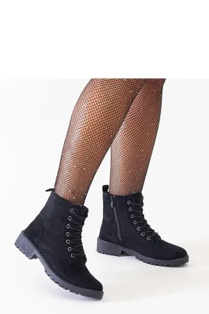 Black eco-suede platform worker boots
