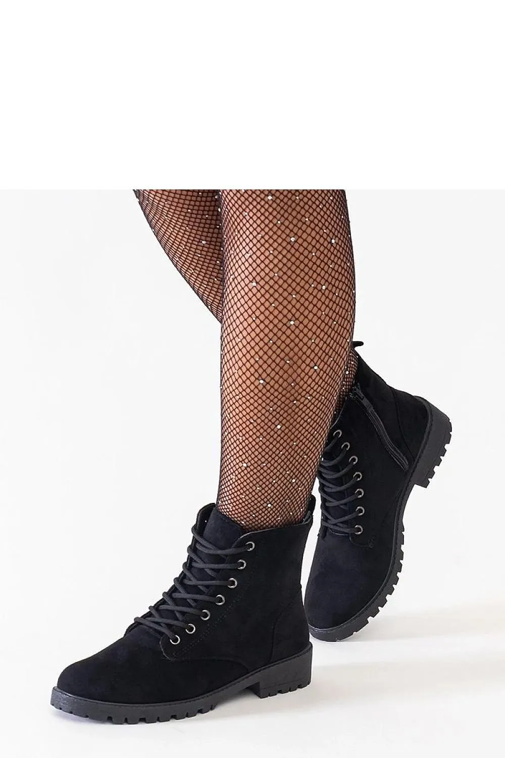 Black eco-suede platform worker boots