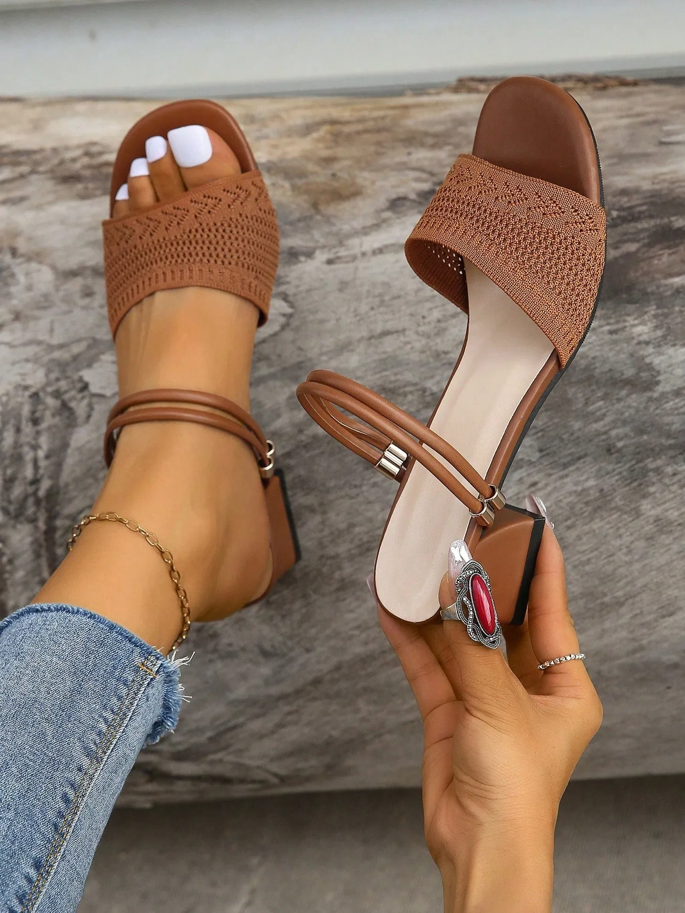 Boho Woven Heeled Sandal
