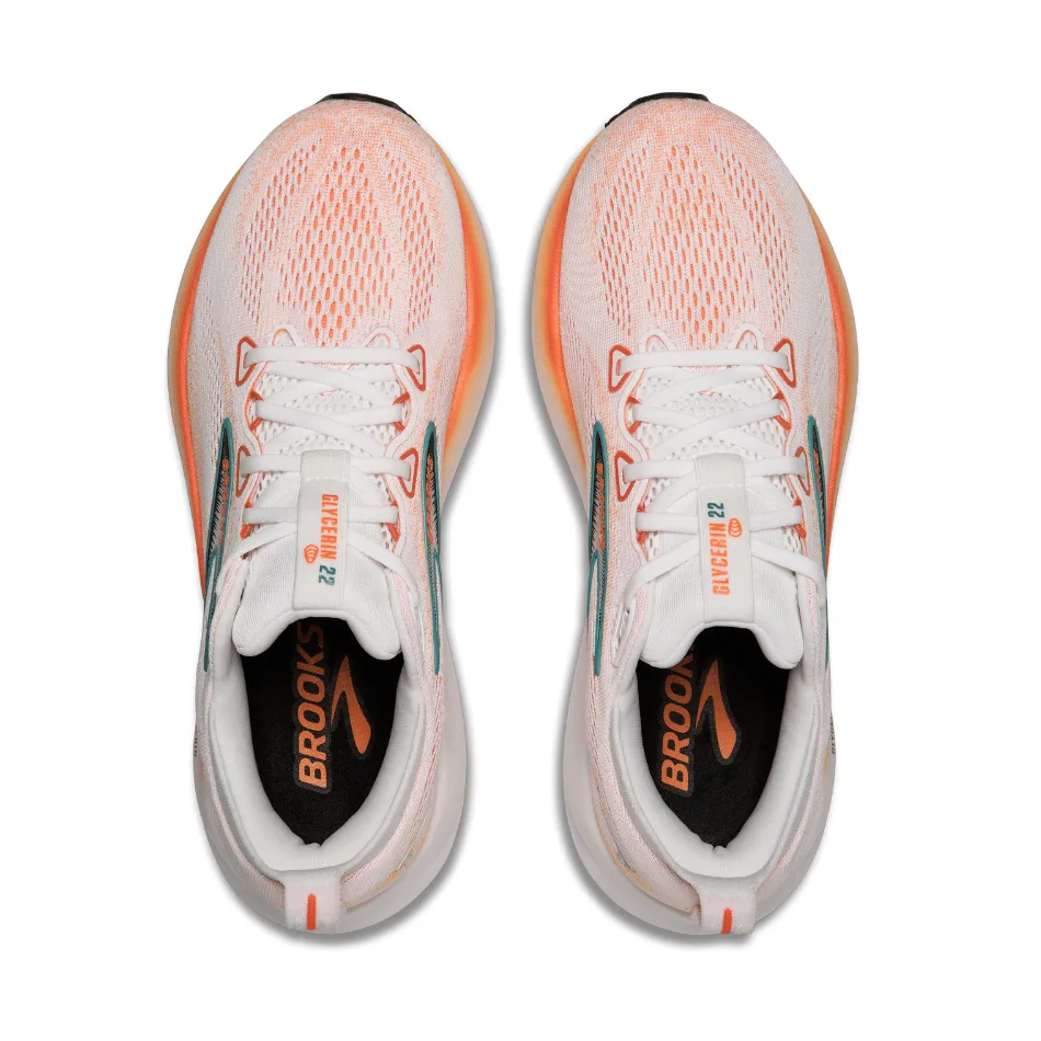 Brooks Men's Glycerin 22 Running Shoes in White/Orange/Green Blue Slate SS25