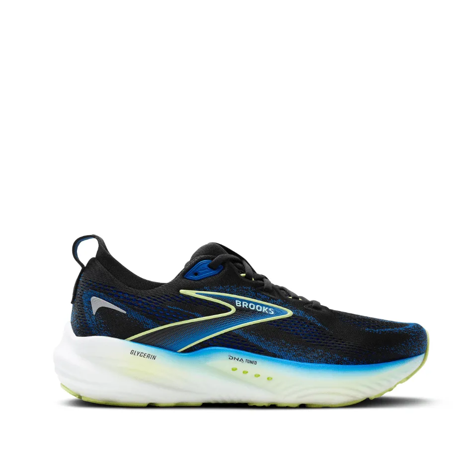 Brooks Men's Glycerin GTS 22 Running Shoes in Black/Cobalt/Neo Yellow SS25
