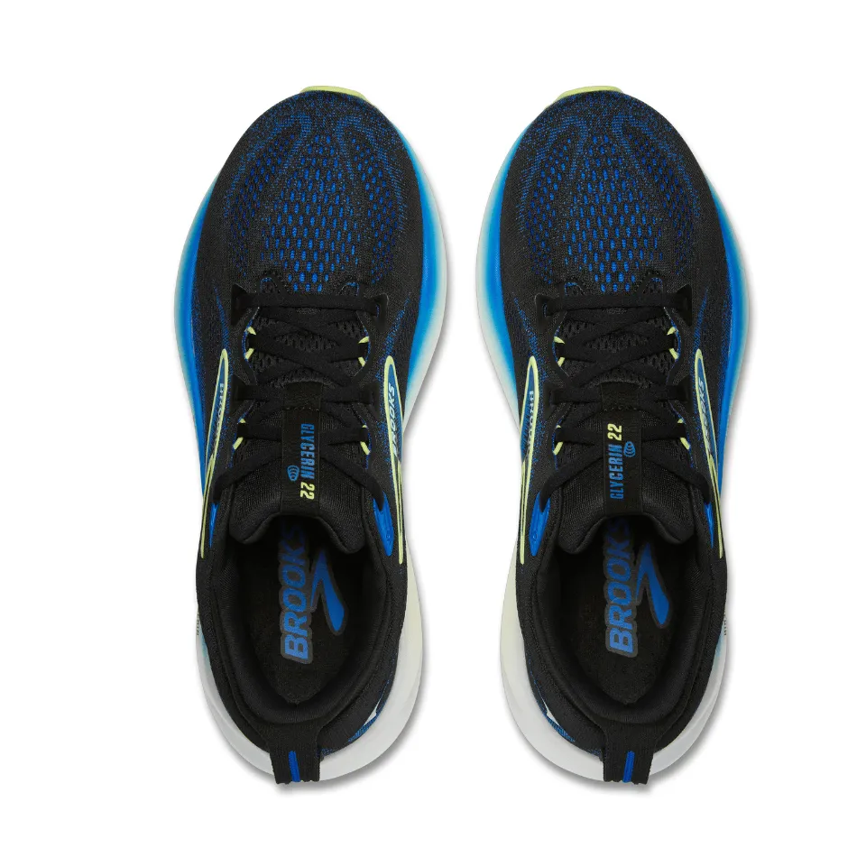 Brooks Men's Glycerin GTS 22 Running Shoes in Black/Cobalt/Neo Yellow SS25