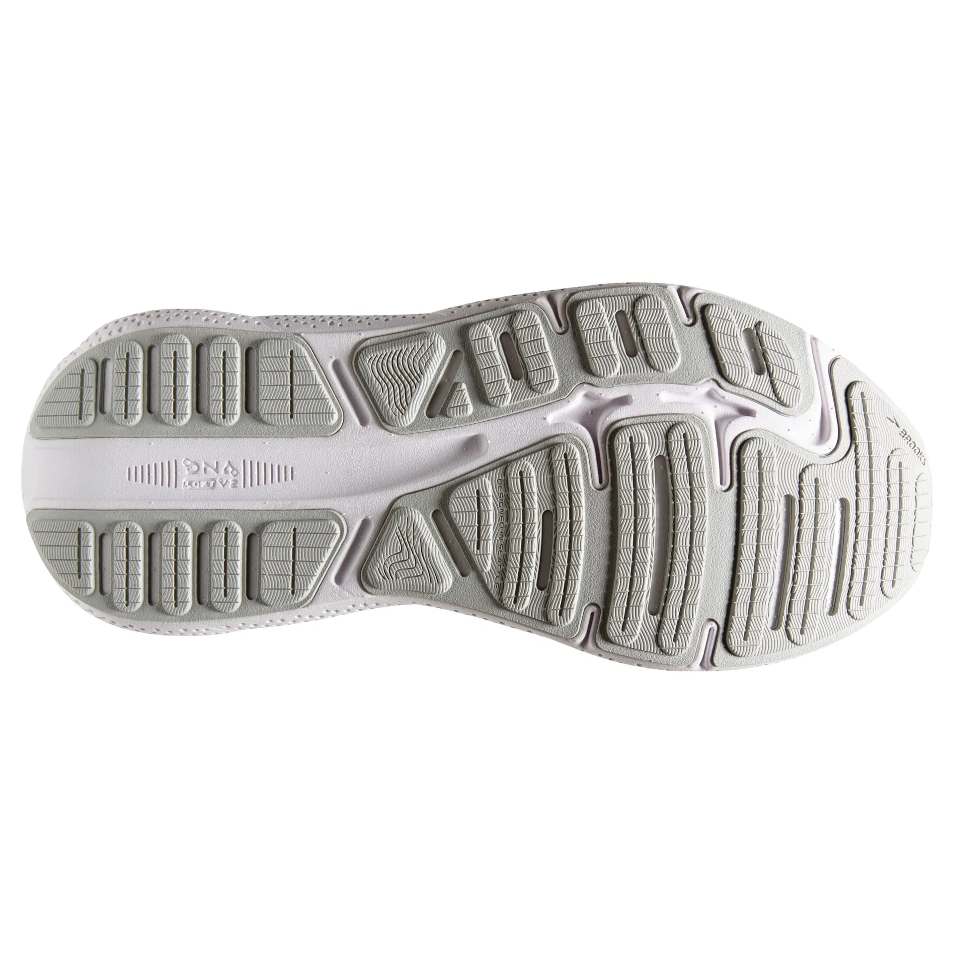 Brooks Womens Ghost Max Wide- White/Oyster/Metallic Silver (1203951D124)