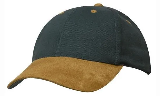 BRUSHED HEAVY COTTON CAP WITH SUEDE PEAK
