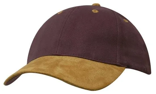 BRUSHED HEAVY COTTON CAP WITH SUEDE PEAK