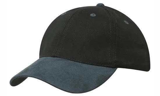 BRUSHED HEAVY COTTON CAP WITH SUEDE PEAK