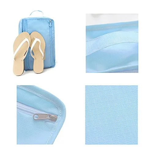 Buruis Portable Travel Shoe Bag, Lightweright Luggage Shoe Bag Organizer Pouch with Mesh Pocket -