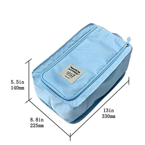 Buruis Portable Travel Shoe Bag, Lightweright Luggage Shoe Bag Organizer Pouch with Mesh Pocket -