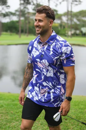 CA Funky Golf Shirt | Blue & Beige Floral
