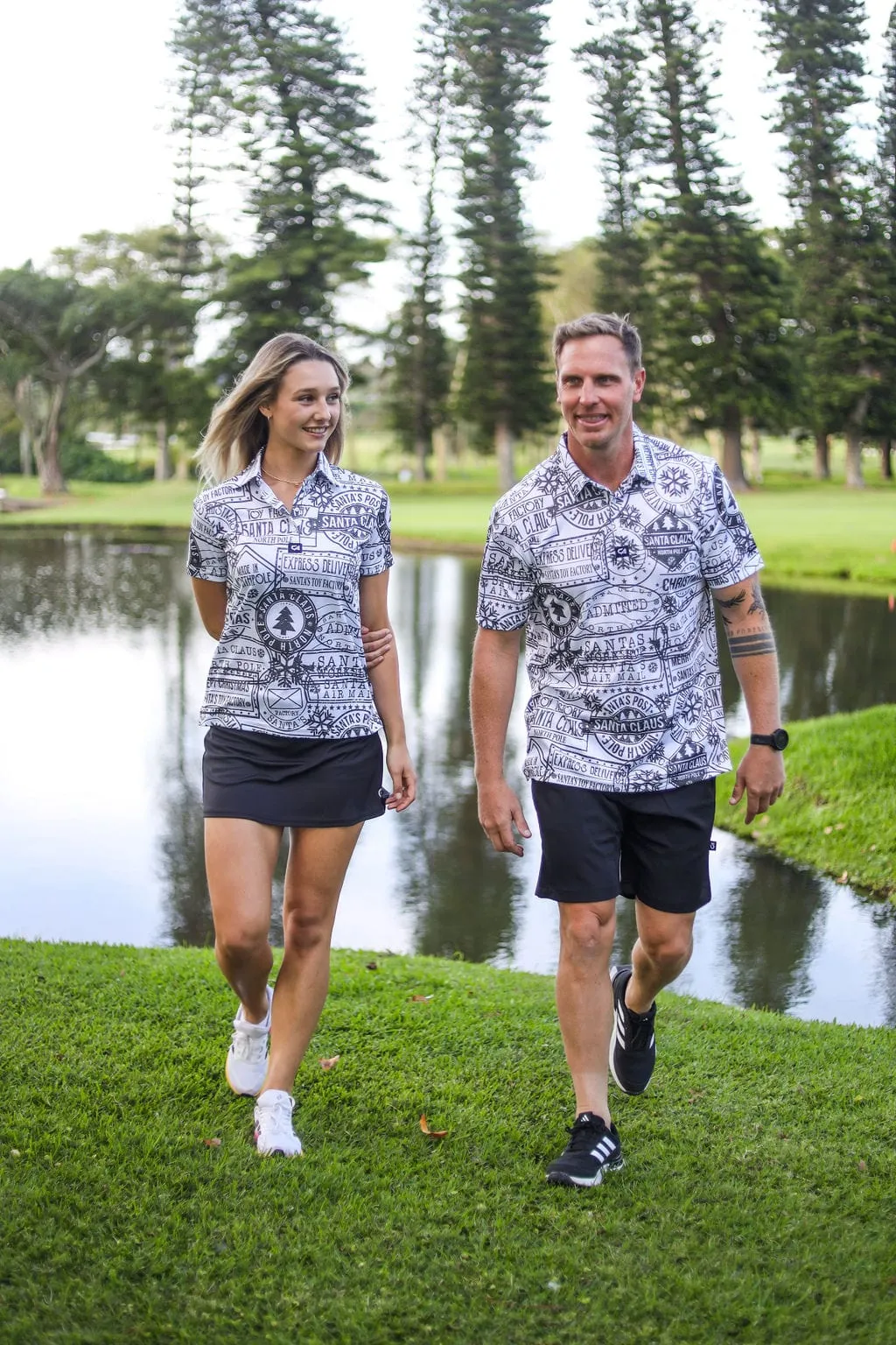 CA Funky Golf Shirt | Christmas Stamps