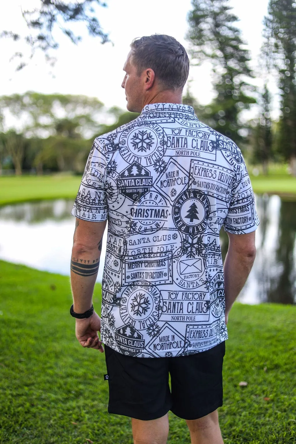 CA Funky Golf Shirt | Christmas Stamps