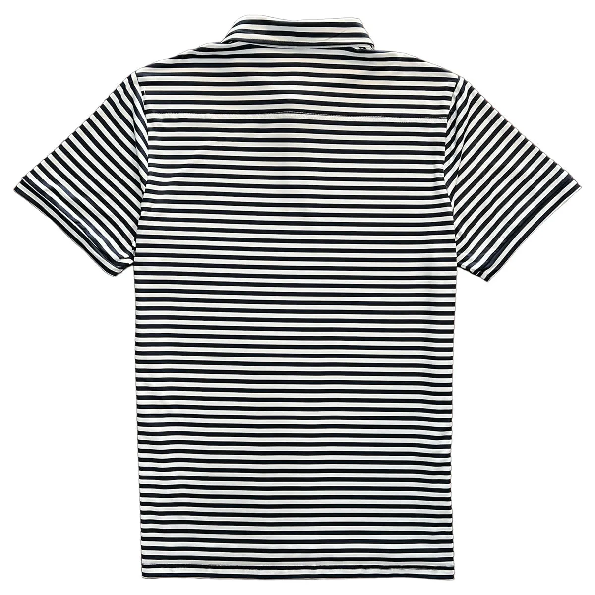 Classic Men's Navy Blue and White Striped Polo Golf Shirt