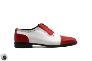 Copy of New Men's Handmade White & Red Color Leather Toe Cap Oxford Lace Up Designer Shoes For Men's