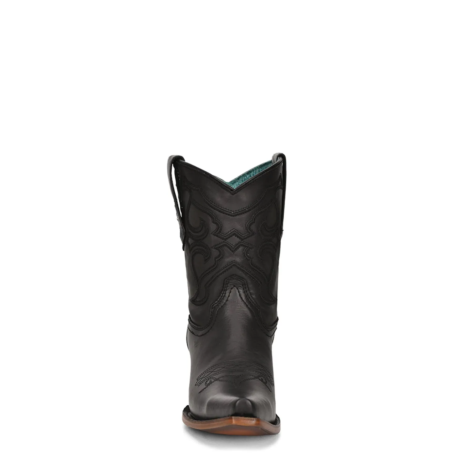 Corral Womens Embroidery Snip Toe Ankle Black Cowhide 8.5in Cowboy Boots