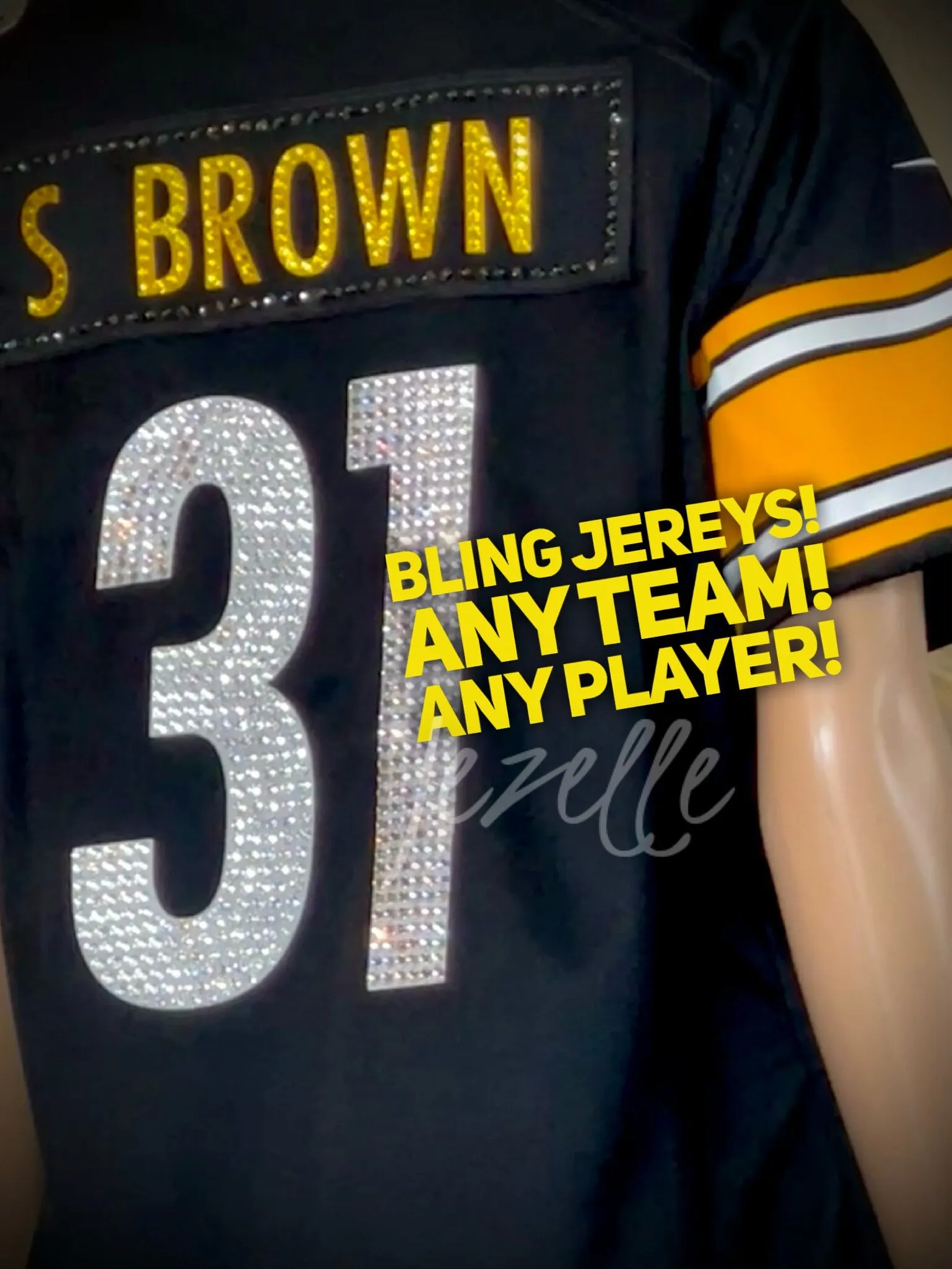 Custom Bedazzled Jerseys.  Rhinestone Bling Sports Jersey (Pics are examples) *Please Read Full Description. This is a deposit only.