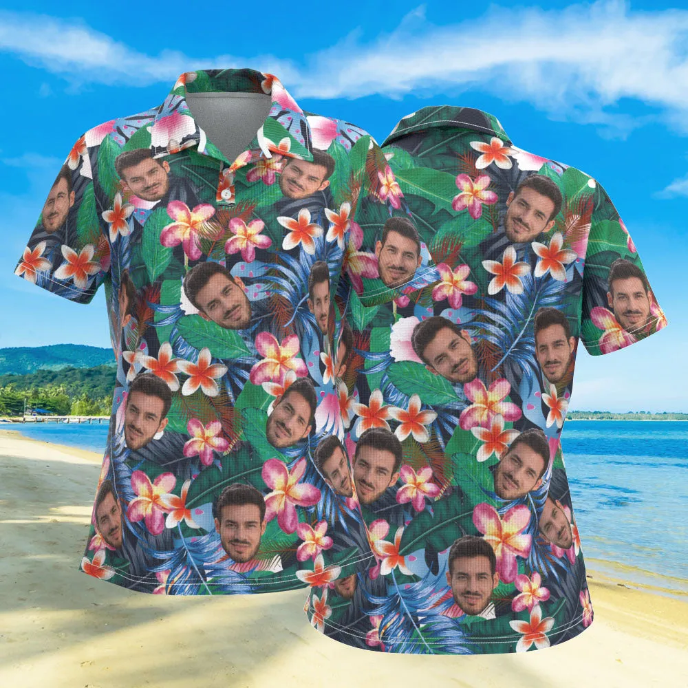 Custom Face Polo Shirts Personalised Women Photo Shirt Colorful Flowers
