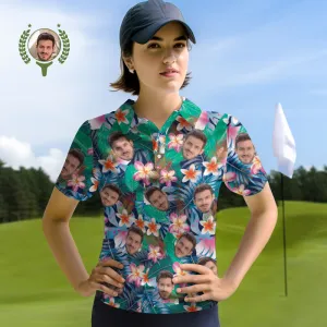 Custom Face Polo Shirts Personalised Women Photo Shirt Colorful Flowers