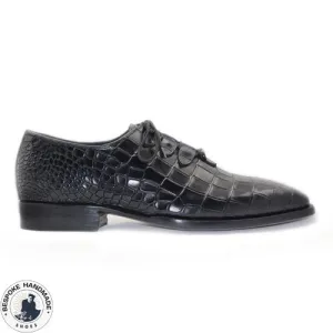 Custom made Black Alligator Print Leather Oxford Lace Up Men Shoes